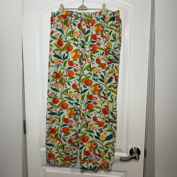 Printfresh Butterfly Grove Orange Fruit Print Pajama Pants Size L cozy lounge - Picture 2 of 11